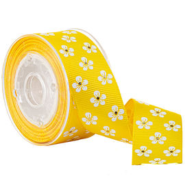 ริบบิ้นต่วนสีขาวและสีทองพิมพ์ลายดอกไม้ตามใจชอบสำหรับบรรจุภัณฑ์เครื่องสำอาง