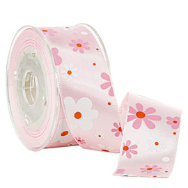 ของขวัญวันหยุดห่อ 2 สีหมึกหน้าจอ 25 มม. ริบบิ้นซาตินลายดอกไม้