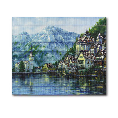 ภาพวาดทิวทัศน์ภูเขาริบบิ้นฉากหิมะล้างทำความสะอาดได้