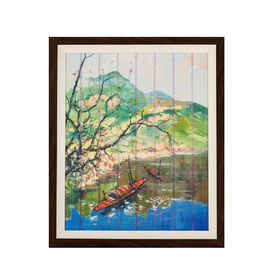 ภาพวาดริบบิ้นตกแต่งบ้านขนาด 54 X 43.5 ซม. พร้อมกรอบไม้ฉีกขาดทนทาน