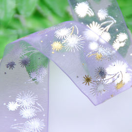 บรรจุภัณฑ์ไวน์ Organza ริบบิ้นสีม่วงความยาวที่กำหนดเองบาง Organza ริบบิ้น