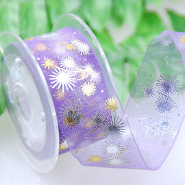 บรรจุภัณฑ์ไวน์ Organza ริบบิ้นสีม่วงความยาวที่กำหนดเองบาง Organza ริบบิ้น