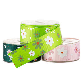สีเขียวพิมพ์ 3 มม. กำหนดเอง Grosgrain ริบบิ้น