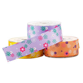 4 สีลายดอกไม้สีม่วงต่อต้านแอลกอฮอล์พิมพ์ริบบิ้นต่วน
